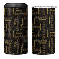 Hawaii Brown Plumeria Lei Black 4 in 1 Can Cooler Tumbler Frangipani Floral Heritage Art LT01 One Size: 16 oz Black - Polynesian Pride