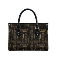 Hawaii Brown Plumeria Lei Black Leather Bag Frangipani Floral Heritage Art