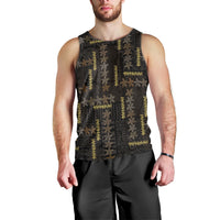 Hawaii Brown Plumeria Lei Black Men Tank Top Frangipani Floral Heritage Art LT01 - Polynesian Pride