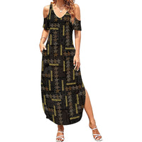 Hawaii Brown Plumeria Lei Black Summer Maxi Dress Frangipani Floral Heritage Art LT01 Women Black - Polynesian Pride
