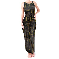 Hawaii Brown Plumeria Lei Black Tank Maxi Dress Frangipani Floral Heritage Art LT01 Women Black - Polynesian Pride