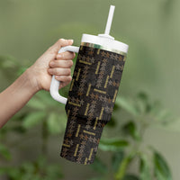 Hawaii Brown Plumeria Lei Black Tumbler With Handle Frangipani Floral Heritage Art LT01 - Polynesian Pride