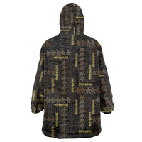 Hawaii Brown Plumeria Lei Black Wearable Blanket Hoodie Frangipani Floral Heritage Art LT01 - Polynesian Pride