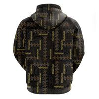 Hawaii Brown Plumeria Lei Black Zip Hoodie Frangipani Floral Heritage Art LT01 - Polynesian Pride