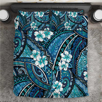 Polynesian Hibiscus Tropical Blue Floral Bedding Set Tribal Pattern - Polynesian Pride