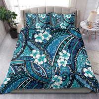 Polynesian Hibiscus Tropical Blue Floral Bedding Set Tribal Pattern - Polynesian Pride