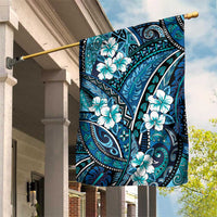 Polynesian Hibiscus Tropical Blue Floral Garden Flag Tribal Pattern LT01 House Flag Blue - Polynesian Pride