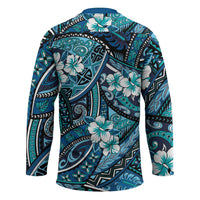 Polynesian Hibiscus Tropical Blue Floral Hockey Jersey Tribal Pattern LT01 - Polynesian Pride