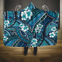Polynesian Hibiscus Tropical Blue Floral Hooded Blanket Tribal Pattern LT01 - Polynesian Pride