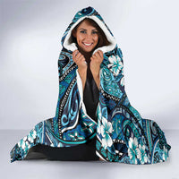 Polynesian Hibiscus Tropical Blue Floral Hooded Blanket Tribal Pattern LT01 - Polynesian Pride