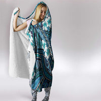 Polynesian Hibiscus Tropical Blue Floral Hooded Blanket Tribal Pattern LT01 - Polynesian Pride