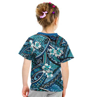 Polynesian Hibiscus Tropical Blue Floral Kid T Shirt Tribal Pattern LT01 - Polynesian Pride