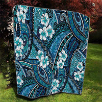 Polynesian Hibiscus Tropical Blue Floral Quilt Tribal Pattern - Polynesian Pride
