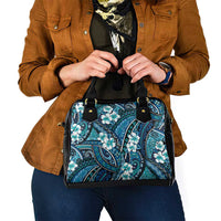 Polynesian Hibiscus Tropical Blue Floral Shoulder Handbag Tribal Pattern - Polynesian Pride
