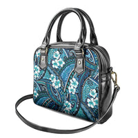 Polynesian Hibiscus Tropical Blue Floral Shoulder Handbag Tribal Pattern - Polynesian Pride