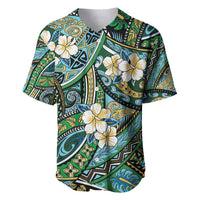 Polynesian Hibiscus Tropical Green Floral Baseball Jersey Tribal Pattern LT01 Green - Polynesian Pride