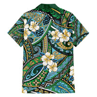 Polynesian Hibiscus Tropical Green Floral Family Matching Summer Maxi Dress and Hawaiian Shirt Tribal Pattern - Polynesian Pride