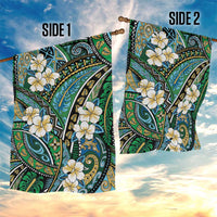 Polynesian Hibiscus Tropical Green Floral Garden Flag Tribal Pattern - Polynesian Pride