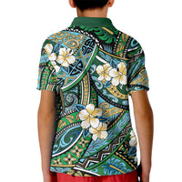 Polynesian Hibiscus Tropical Green Floral Kid Polo Shirt Tribal Pattern - Polynesian Pride