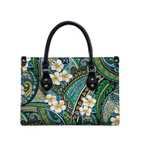 Polynesian Hibiscus Tropical Green Floral Leather Bag Tribal Pattern - Polynesian Pride
