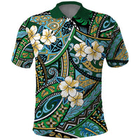 Polynesian Hibiscus Tropical Green Floral Polo Shirt Tribal Pattern - Polynesian Pride