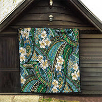 Polynesian Hibiscus Tropical Green Floral Quilt Tribal Pattern - Polynesian Pride