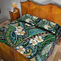 Polynesian Hibiscus Tropical Green Floral Quilt Bed Set Tribal Pattern - Polynesian Pride