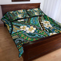 Polynesian Hibiscus Tropical Green Floral Quilt Bed Set Tribal Pattern - Polynesian Pride