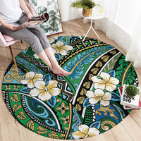 Polynesian Hibiscus Tropical Green Floral Round Carpet Tribal Pattern LT01 - Polynesian Pride