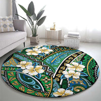 Polynesian Hibiscus Tropical Green Floral Round Carpet Tribal Pattern LT01 - Polynesian Pride