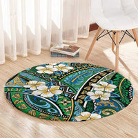 Polynesian Hibiscus Tropical Green Floral Round Carpet Tribal Pattern LT01 - Polynesian Pride