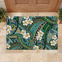 Polynesian Hibiscus Tropical Green Floral Rubber Doormat Tribal Pattern - Polynesian Pride