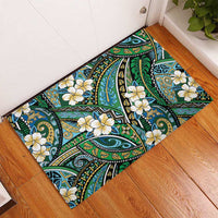 Polynesian Hibiscus Tropical Green Floral Rubber Doormat Tribal Pattern - Polynesian Pride