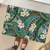 Polynesian Hibiscus Tropical Green Floral Rubber Doormat Tribal Pattern - Polynesian Pride
