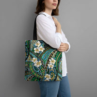 Polynesian Hibiscus Tropical Green Floral Tote Bag Tribal Pattern - Polynesian Pride
