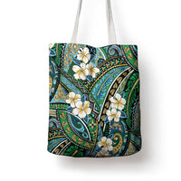 Polynesian Hibiscus Tropical Green Floral Tote Bag Tribal Pattern - Polynesian Pride