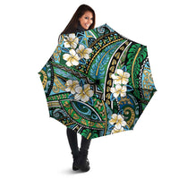 Polynesian Hibiscus Tropical Green Floral Umbrella Tribal Pattern - Polynesian Pride