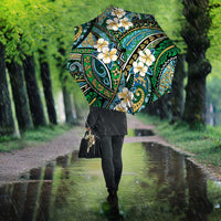 Polynesian Hibiscus Tropical Green Floral Umbrella Tribal Pattern - Polynesian Pride