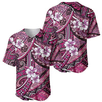 Polynesian Hibiscus Tropical Pink Floral Baseball Jersey Tribal Pattern LT01 - Polynesian Pride