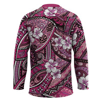 Polynesian Hibiscus Tropical Pink Floral Hockey Jersey Tribal Pattern - Polynesian Pride