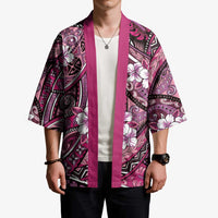 Polynesian Hibiscus Tropical Pink Floral Kimono Tribal Pattern - Polynesian Pride