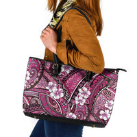 Polynesian Hibiscus Tropical Pink Floral Leather Tote Bag Tribal Pattern LT01 Pink - Polynesian Pride