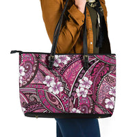 Polynesian Hibiscus Tropical Pink Floral Leather Tote Bag Tribal Pattern LT01 - Polynesian Pride