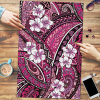 Polynesian Hibiscus Tropical Pink Floral Puzzle Tribal Pattern - Polynesian Pride