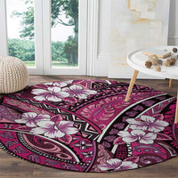 Polynesian Hibiscus Tropical Pink Floral Round Carpet Tribal Pattern LT01 - Polynesian Pride