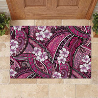 Polynesian Hibiscus Tropical Pink Floral Rubber Doormat Tribal Pattern - Polynesian Pride