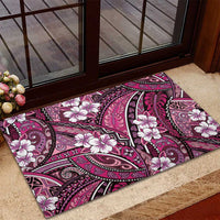 Polynesian Hibiscus Tropical Pink Floral Rubber Doormat Tribal Pattern - Polynesian Pride