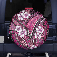 Polynesian Hibiscus Tropical Pink Floral Spare Tire Cover Tribal Pattern LT01 No hole Pink - Polynesian Pride