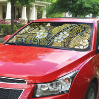Polynesian Hibiscus Tropical Yellow Floral Auto Sun Shade Tribal Pattern - Polynesian Pride