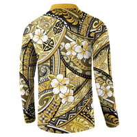 Polynesian Hibiscus Tropical Yellow Floral Button Sweatshirt Tribal Pattern - Polynesian Pride